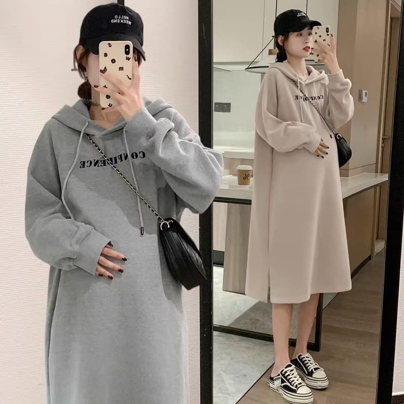 Maternity Women's Fall Winter Long Sweatshirt Dress Fashion Casual Stylish Top Outerwear