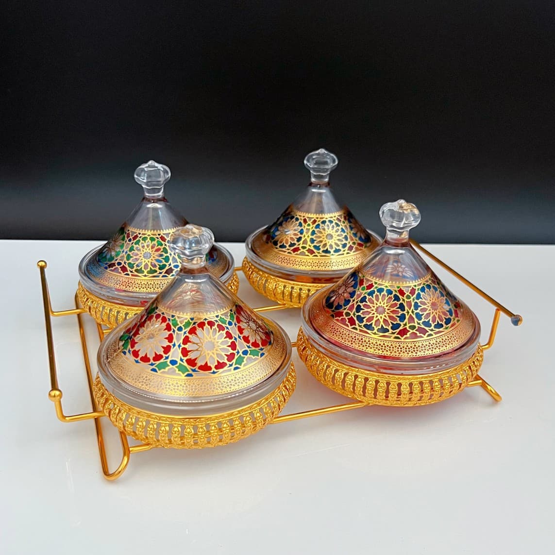Premium Moroccan Glass Candy Jar Tagine Pot Ethnic Style for Xinjiang Homestay, Moroccan Arabic Restaurant Fruit Dish
