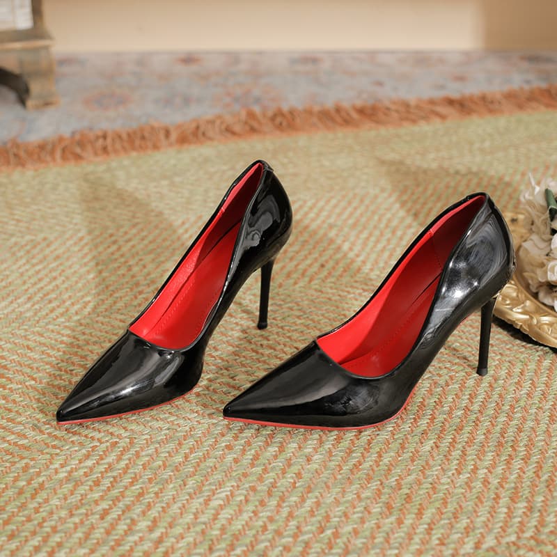 High heels for bed, super high stiletto heels for women, 2026 new autumn black red bottom 10 cm sexy pointed toe shoes
