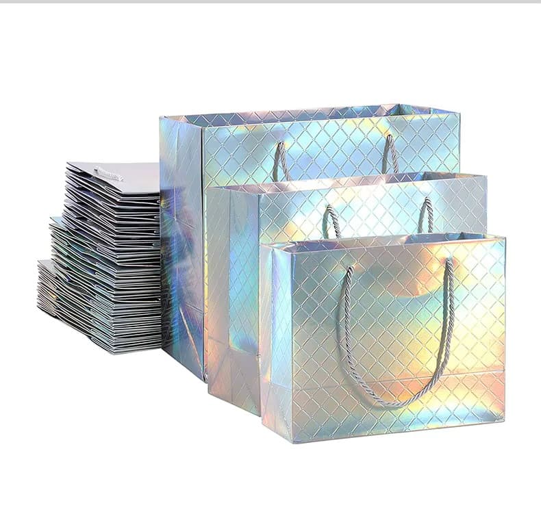 Jieyi Custom Paper Gift Bag Handbag Silver Gold Foil with Own LOGO Printing Channel Bag Women's Packaging Bag