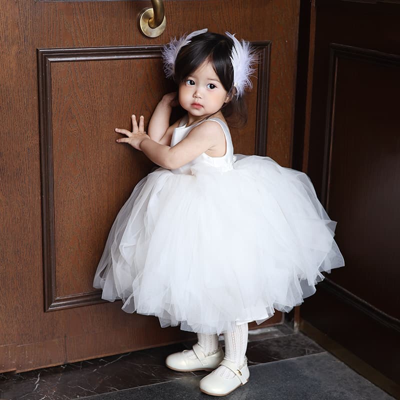 Girls' Birthday Dress Baby One-Year-Old Gown New Summer Fashionable Tulle Princess Dress Flower Girl Wedding Dress
