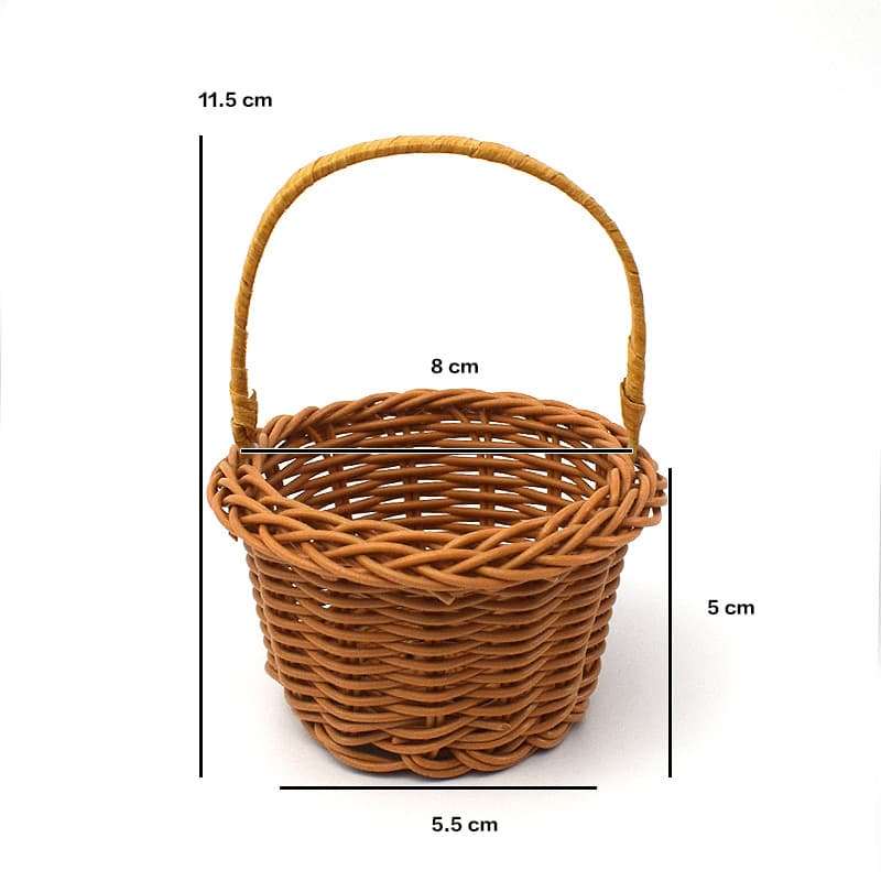 Hand Basket Mini Basket Rattan-Look Woven Basket Plastic Wall-Mounted Basket for Balcony Living Room Flower Basket Rattan Woven