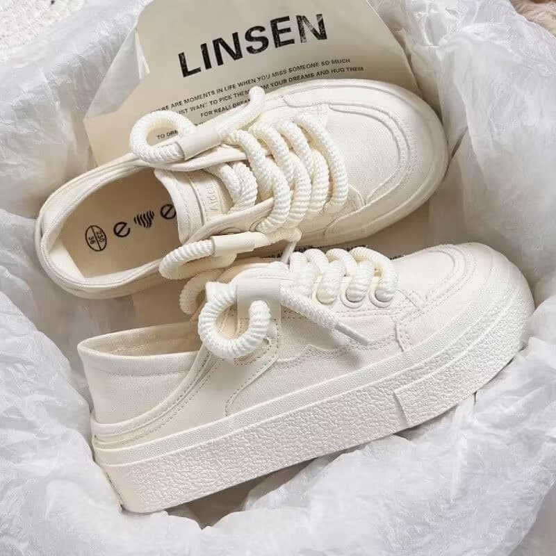 Breathable Thick-Soled Height-Increasing Sneakers for Women 2025 Autumn New White Shoes Ins Versatile Campus Casual Board Shoes Drop Shipping