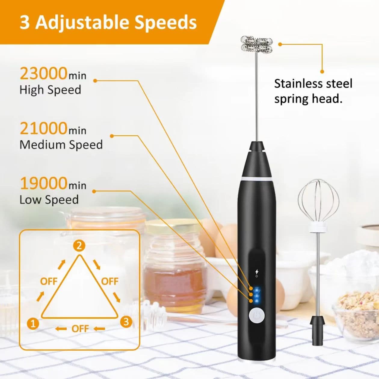 Handheld Coffee Milk Frother for Home Use, Electric Egg Beater, Small Wireless Electric Milk Frother.