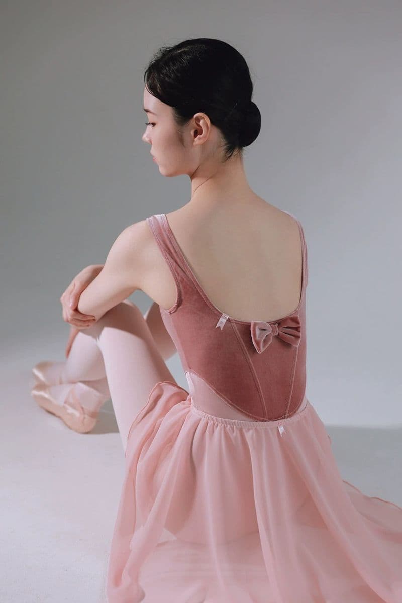 Ballet Gymnastics Leotard Practice Bodysuit Women's Velvet Bow Dance Bodysuit Art Exam Wear