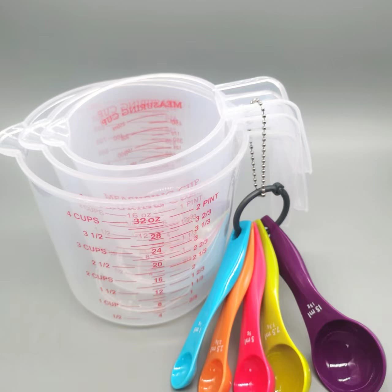 Daily Use Kitchen Baking Measuring Spoons Cups Set 7 Stainless Steel Measuring Utensils Scale For Easy Reading