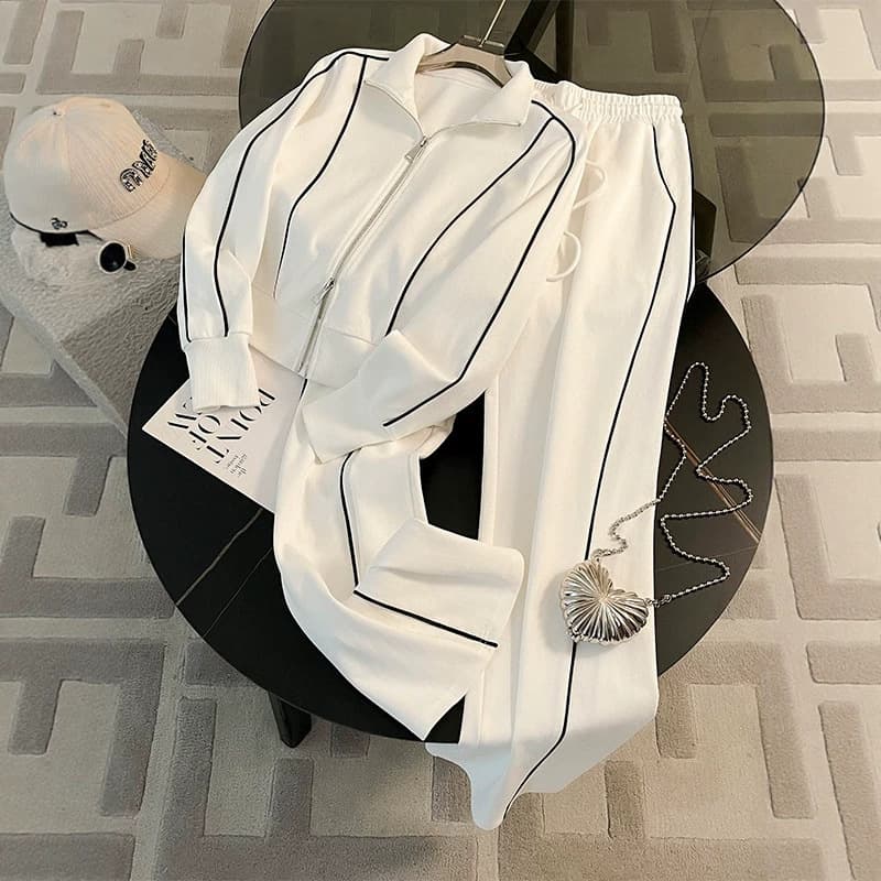 High-End Fashionable Casual Sportswear Sweatshirt Set for Women 2026 Spring/Autumn New High-Waisted Wide-Leg Pants Two-Piece Set Trendy