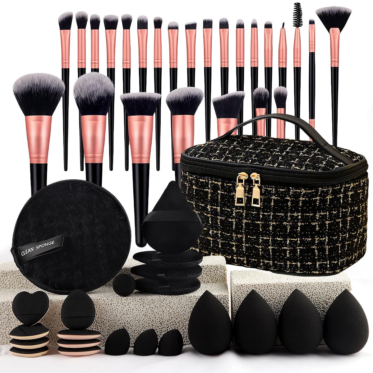 Cross-border Hot Selling 47-Piece Makeup Tool Set, Small Fragrance Style Cosmetic Bag, Brush Set, Portable Travel Toiletry Kit