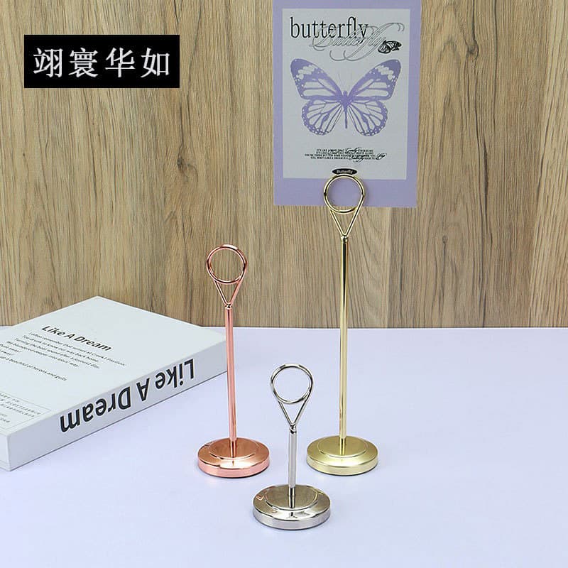 Wedding Banquet Hotel Stainless Steel Seat Card, Desktop Number Plate, Conference Number Holder, Script Murder Name Card Clip