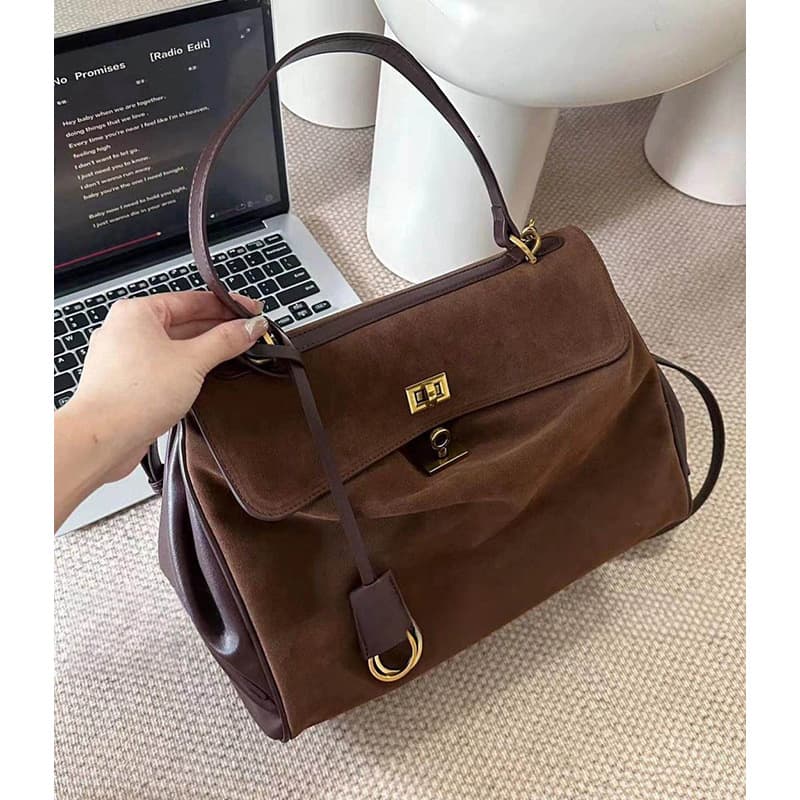 Rodeo Soft Leather Suede Tote Bag for Women, Large Capacity, Underarm Bag, Autumn/Winter Matte Leather, Commuter Shoulder Bag
