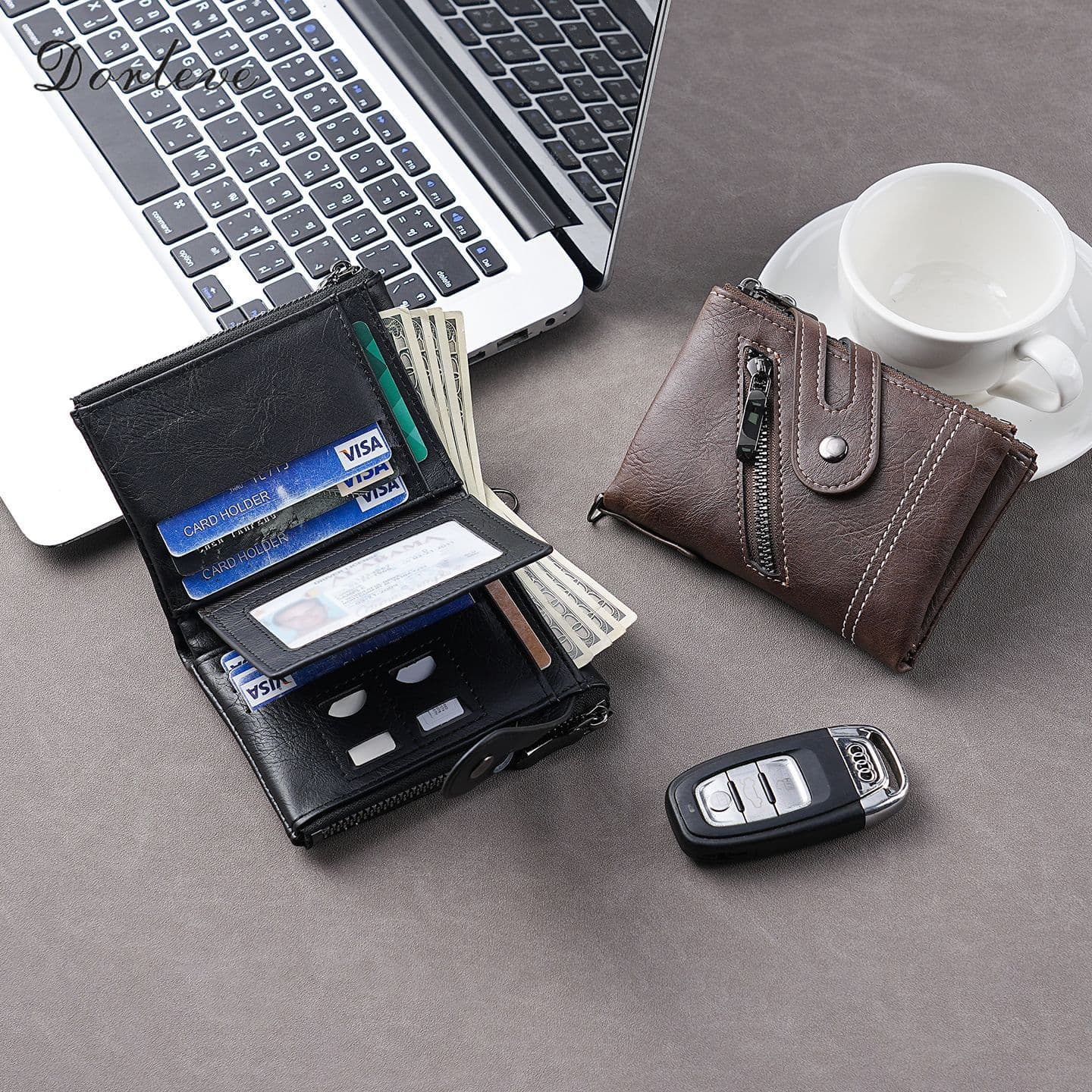 Cross-border Drop Shipping Wholesale Men's Wallet Multi-Color PU Leather Short Zip Closure Billfold New Style Wallet Coin Purse