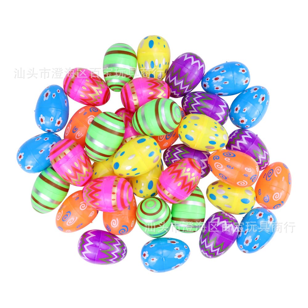Easter Printed Plastic Eggs 5.7CM, Candy-filled Surprise Eggs, Twist-open Easter Plastic Shells
