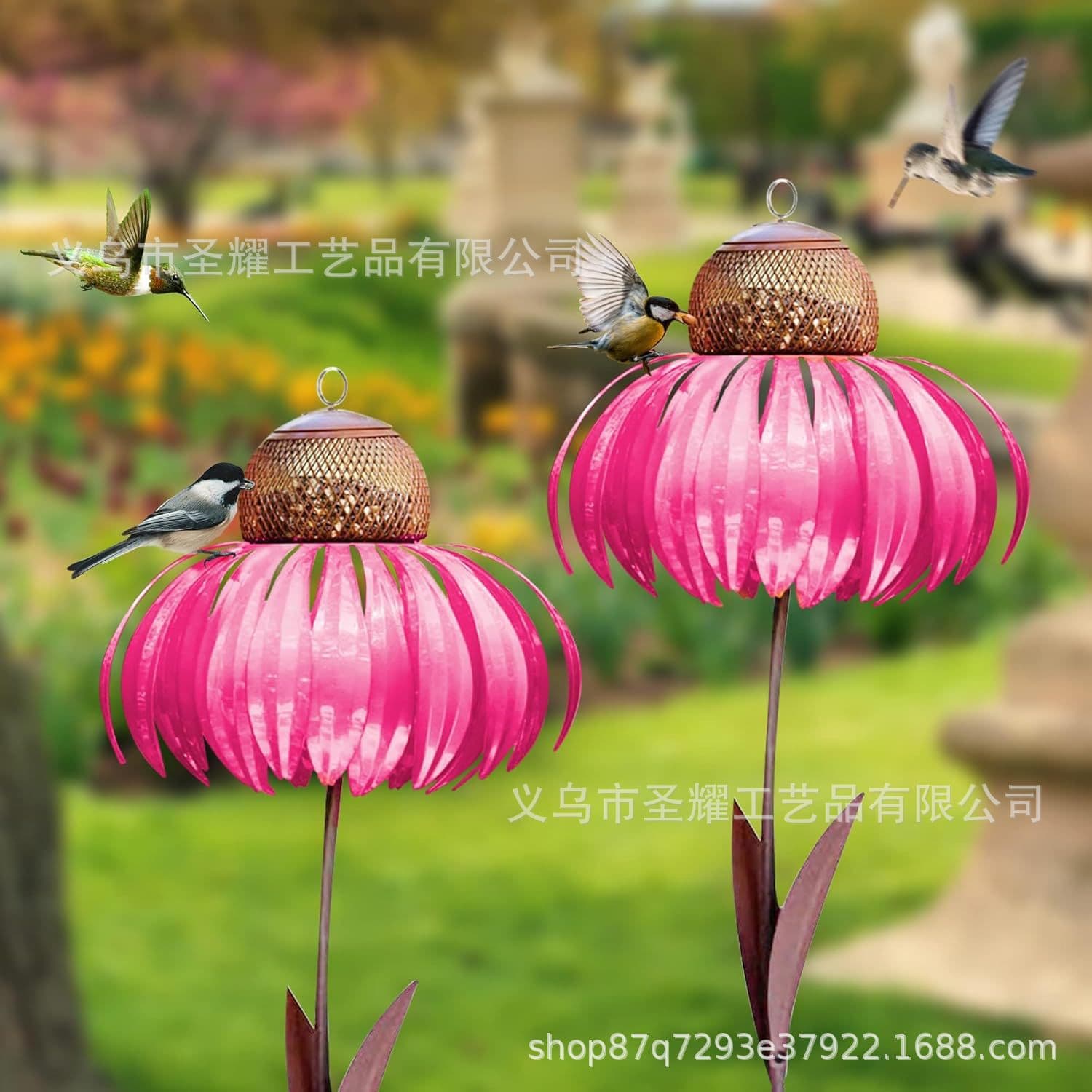 Cross-border Metal Flower Bird Feeder Creative Garden Decoration Bird Feeding Device Outdoor Garden Hummingbird Feeder