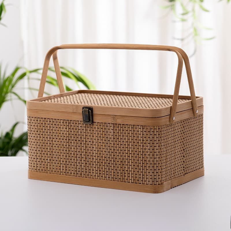 Bamboo Gift Box Bamboo Basket Mid-Autumn Festival Mooncake Pastry Food Crab Fruit Dragon Boat Zongzi New Year Goods Packaging