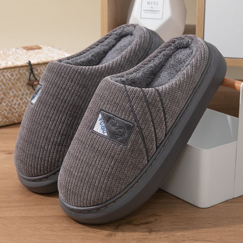 Men's Autumn/Winter Cotton Slippers, Home Thick-Soled Anti-Slip Warm Household Use, Women's New Material EVA Manufacturer with Plush