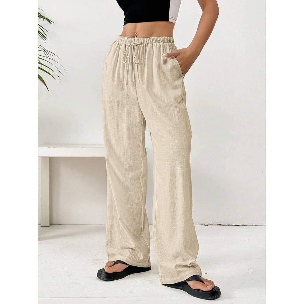 Foreign Trade AliExpress Amazon Casual Pants Women's 2025 Summer New Loose Straight Retro Wide Leg Long Pants
