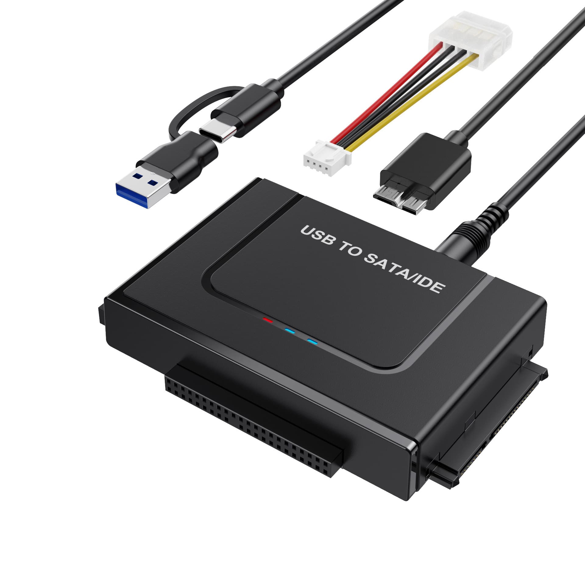 USB 3.0 to SATA/IDE Adapter for Hard Drive Connection, Compatible with 2.5-inch and 3.5-inch Drives