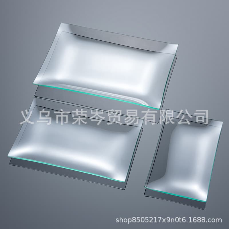 Transparent tempered glass plate, household fruit plate, microwave-safe heat-resistant rectangular Western-style steak plate, and tea tray.