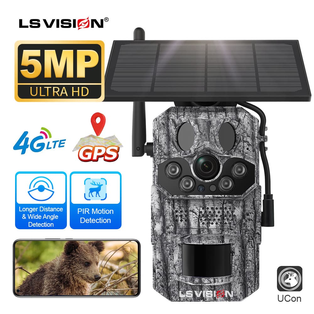 4G LTE Solar Powered Hunting Camera Wildlife GPS Solar Surveillance