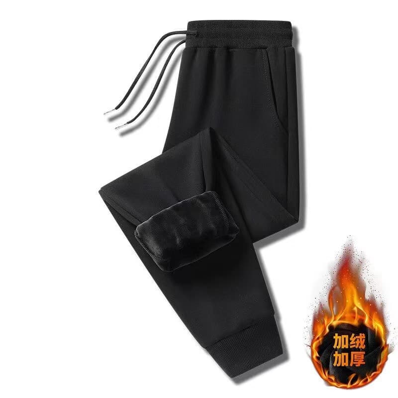 Winter Fleece Thick Men's Casual Pants, Elastic Loose Fit, Tapered Leg Straight Leg Sports Pants, Trendy and Warm