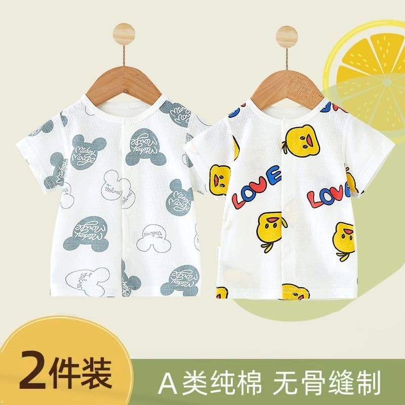 Baby short-sleeved tops cotton baby half-sleeved T-shirts 6 children's summer clothes for men and women breathable cardigan underwear summer thin section