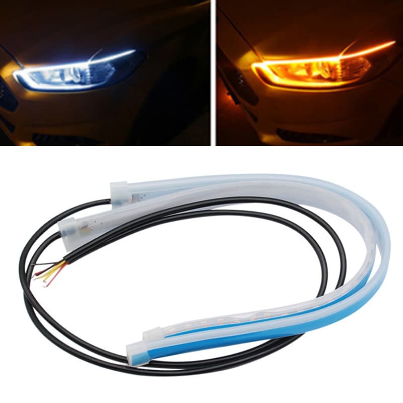Ultra-thin Dual-color LED Guide Strip For Car Daytime Running Lights Turn Signals