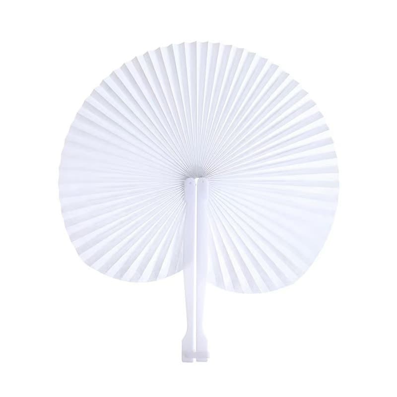 Cross-border supply for European and American weddings: white heart-shaped round paper fan, blank paper fan, group fan advertising fan