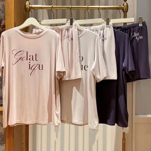 GP Pajamas Unlabeled Soft Ice Cream Soft Simple Letter Cartoon Round Neck Shorts Pajamas Homewear Set