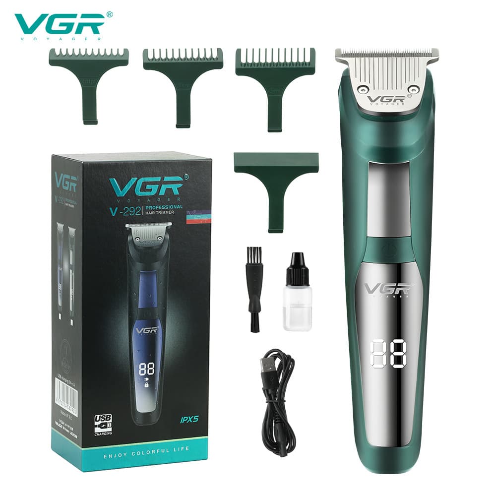 VGR292 Waterproof Electric Hair Clipper with LED Display, Hair Trimmer for Hair Cutting, Carving, and Taper Fades