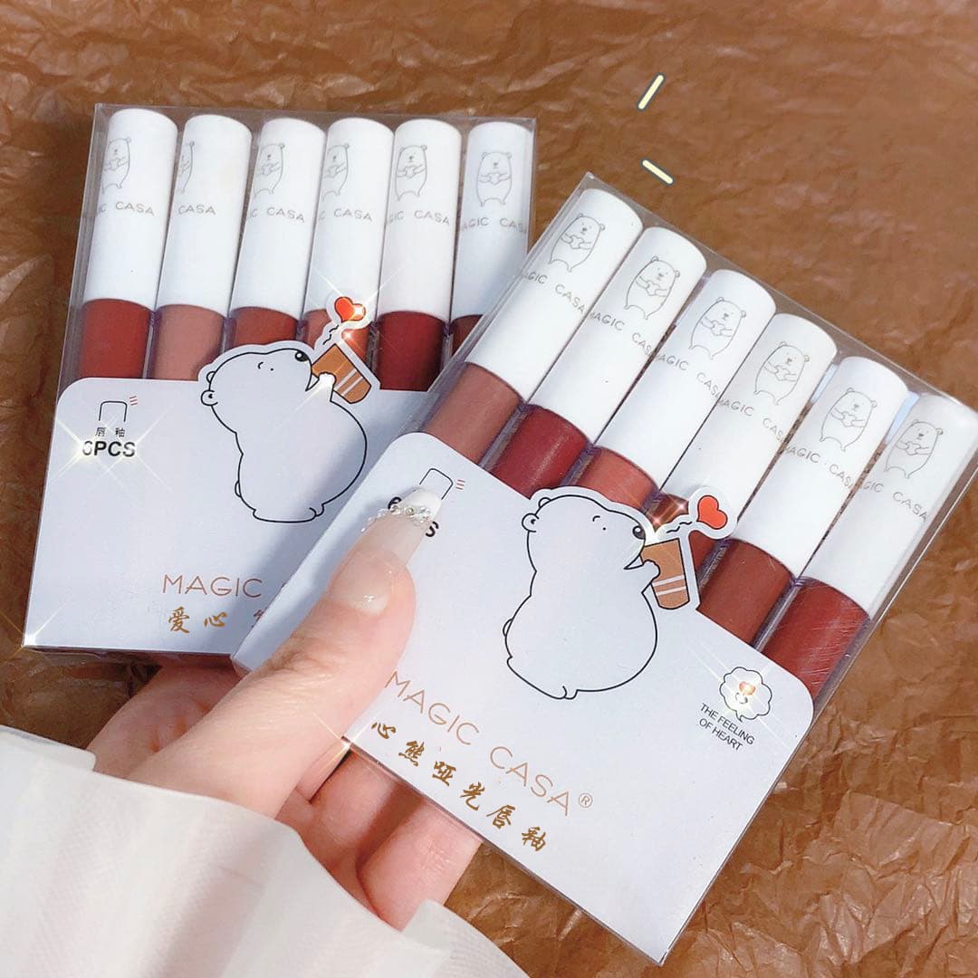Love Bear Lip Gloss Set, Long-Lasting Lipstick, Matte Moisturizing Lip Mud, Student Affordable Lipstick, Lip Gloss Wholesale