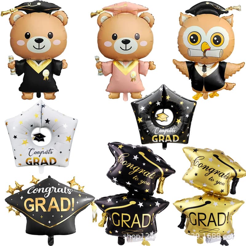 New Graduation Cap Doctor Panda Owl Aluminum Foil Balloon Graduation Season Ceremony Party Decoration Balloon