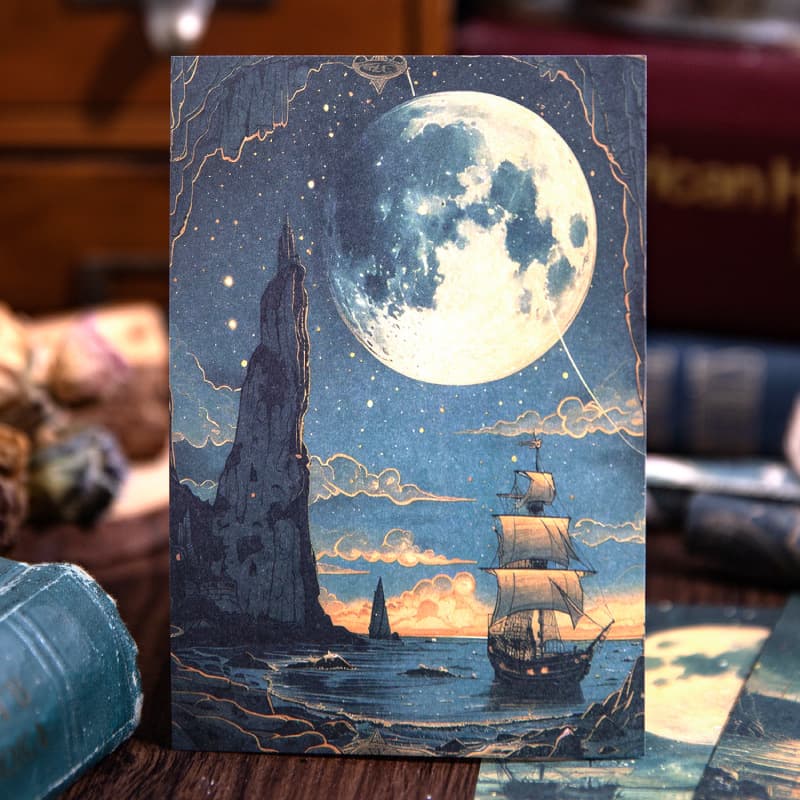 Let the moon fall material book retro high-looking moonlight castle handbook DIY background collage decoration