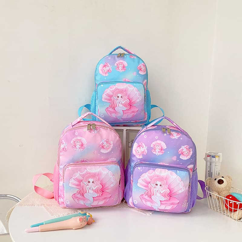 2025 New Kids Backpack Cartoon Cute Princess Nylon Backpack Stylish Girl Kindergarten School Bag Cross-border