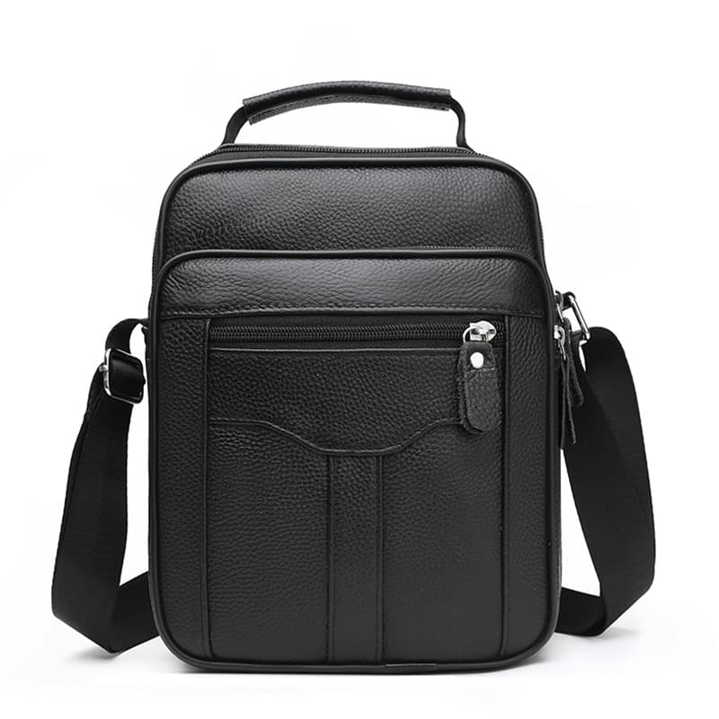Genuine Leather Crossbody Bag for Men, Vertical Business Casual Shoulder Bag, Fashionable Small Square Bag