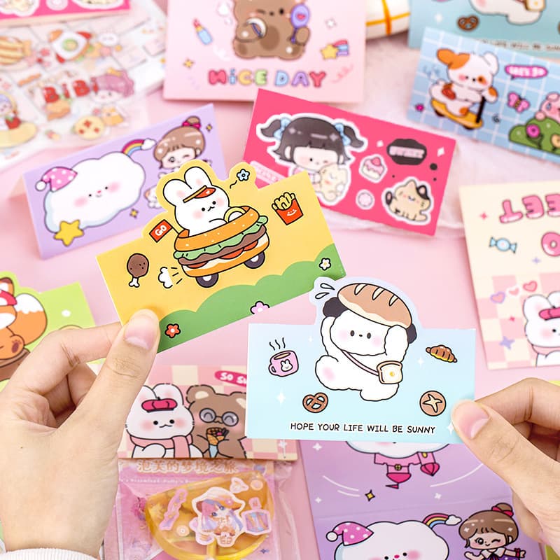 ins cartoon three-dimensional greeting card birthday thank you card for the beginning of school season card header blessing message small card packaging materials