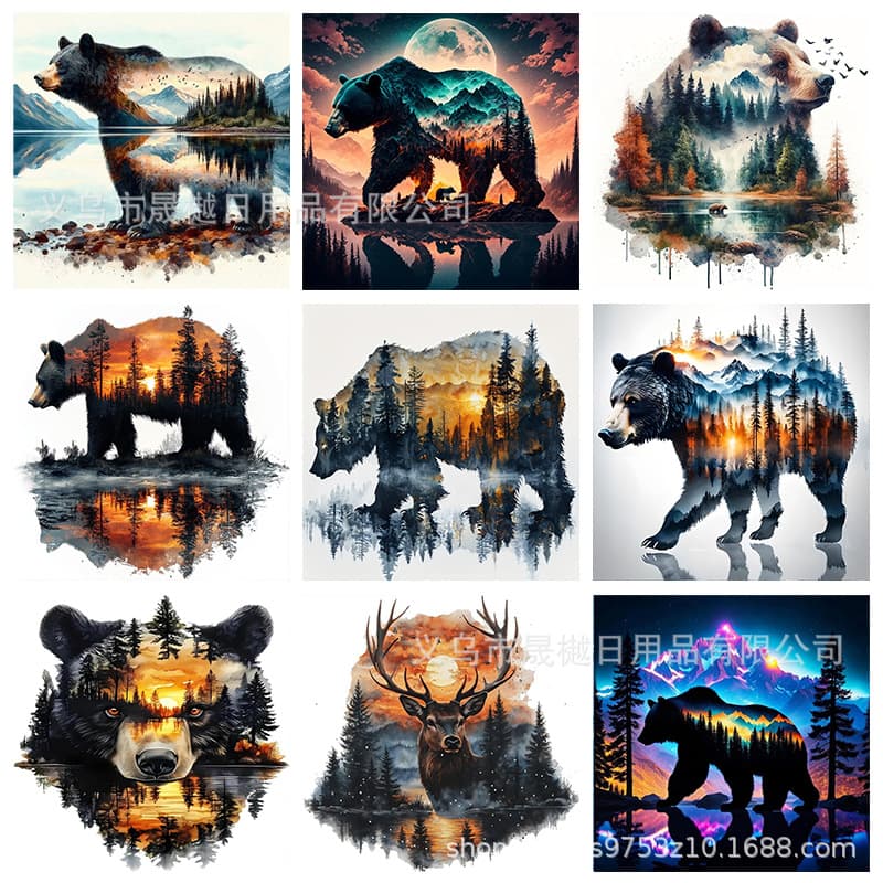 Cross-border Amazon Majestic Bear Diamond Painting Round Full Drill Square Drill Mosaic Decorative Art DIY Wholesale