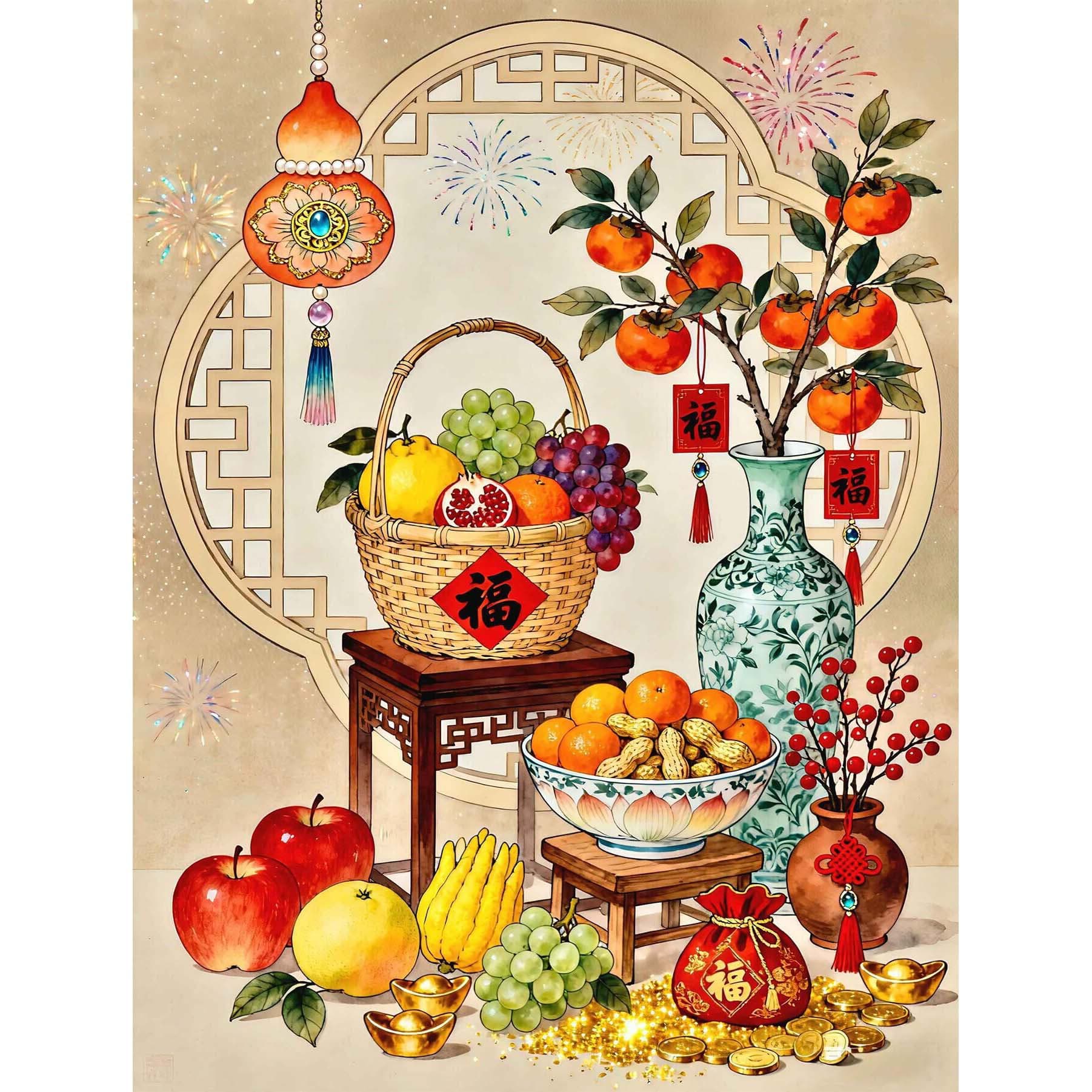 2026 New Model Thread Embroidery Bedroom and Living Room Decoration, Prosperity Embroidery Vertical Version, Chinese Style Full Embroidery, Handmade Wall Art for Entryway