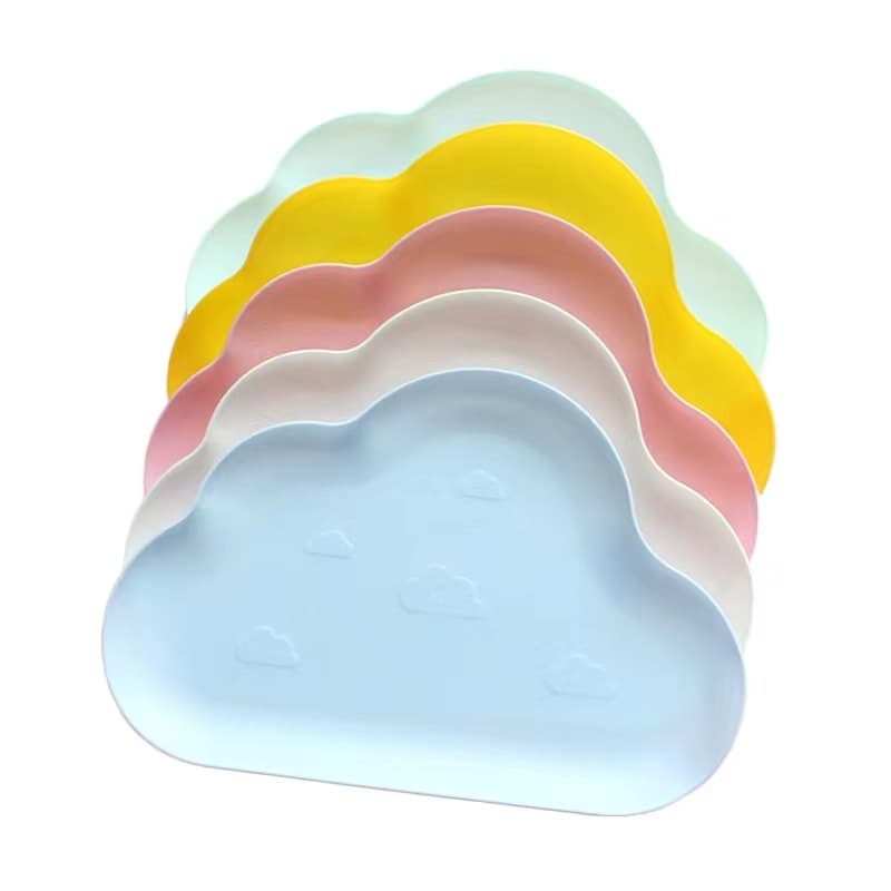 Colorful Cloud Plates Disposable Cake Plates Birthday Party Tableware Cloud Plates Plastic Plates Baking Cute Knife Fork