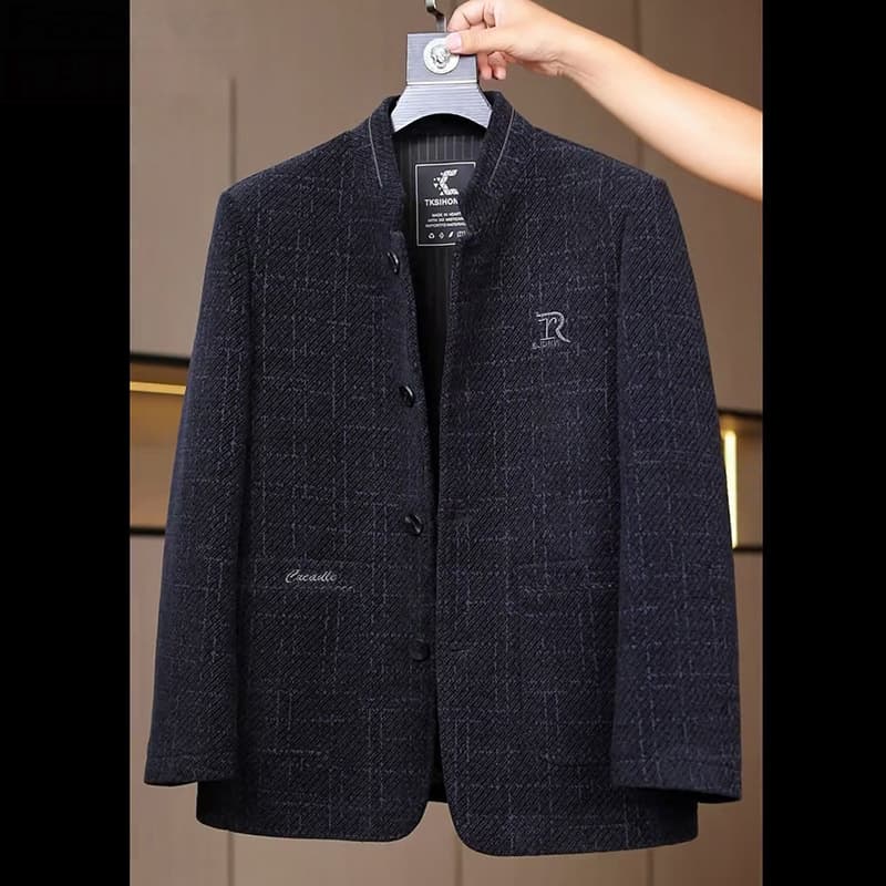 Middle-Aged and Elderly Men's Casual Jacket, Senior Men's Outerwear Coat Top, Dad's Thickened Autumn/Winter Chenille