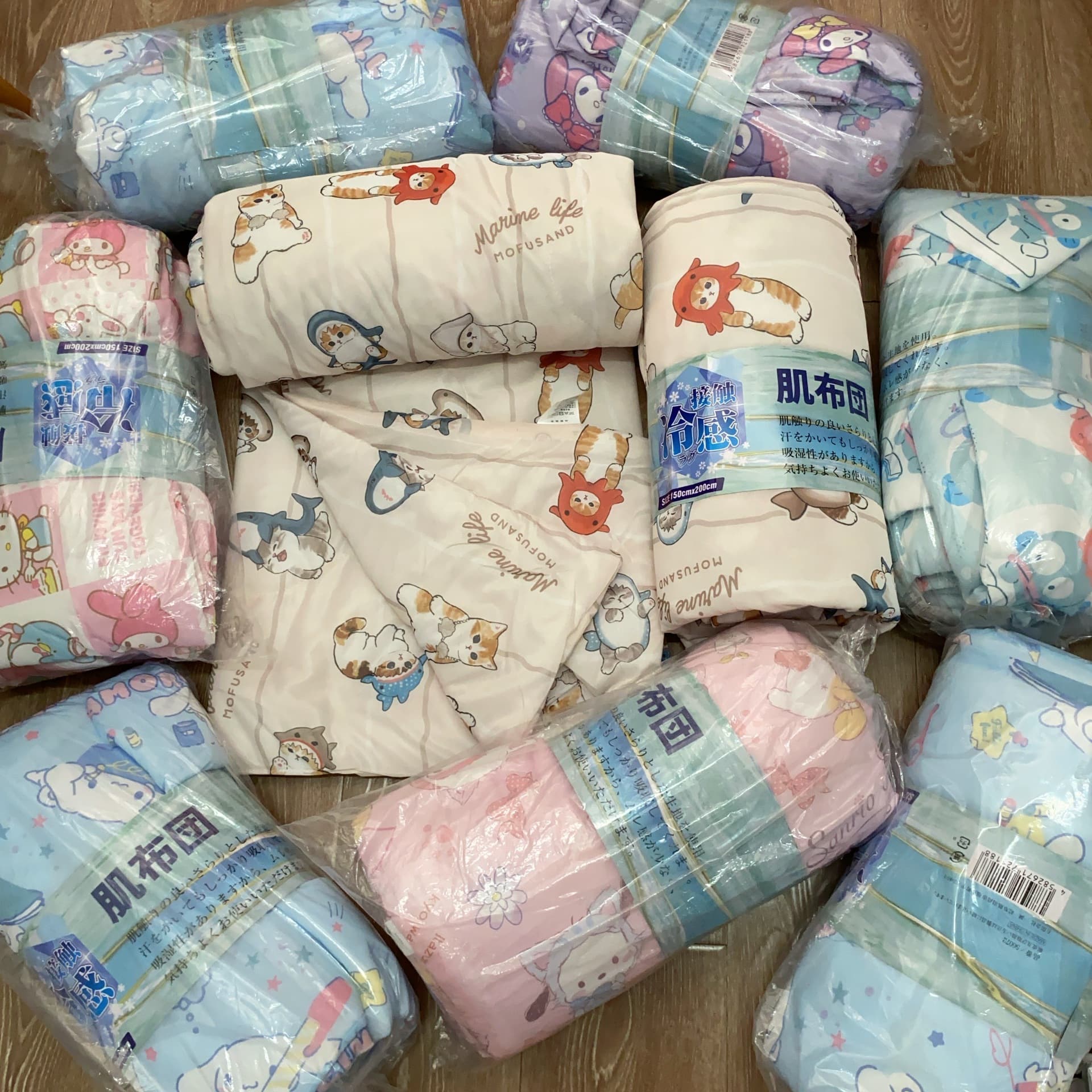 1.5*2m Export Japan Cool Feeling Quilt Cartoon Sanrio Air Conditioning Duvet Mofusand Shark Cat Cooling Blanket