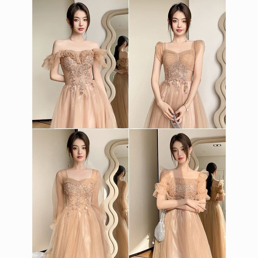 Bridesmaid Dress Summer 2026 New Ethereal Long Sleeve Wedding Party Gown for Bridesmaids Niche Style Long Dress