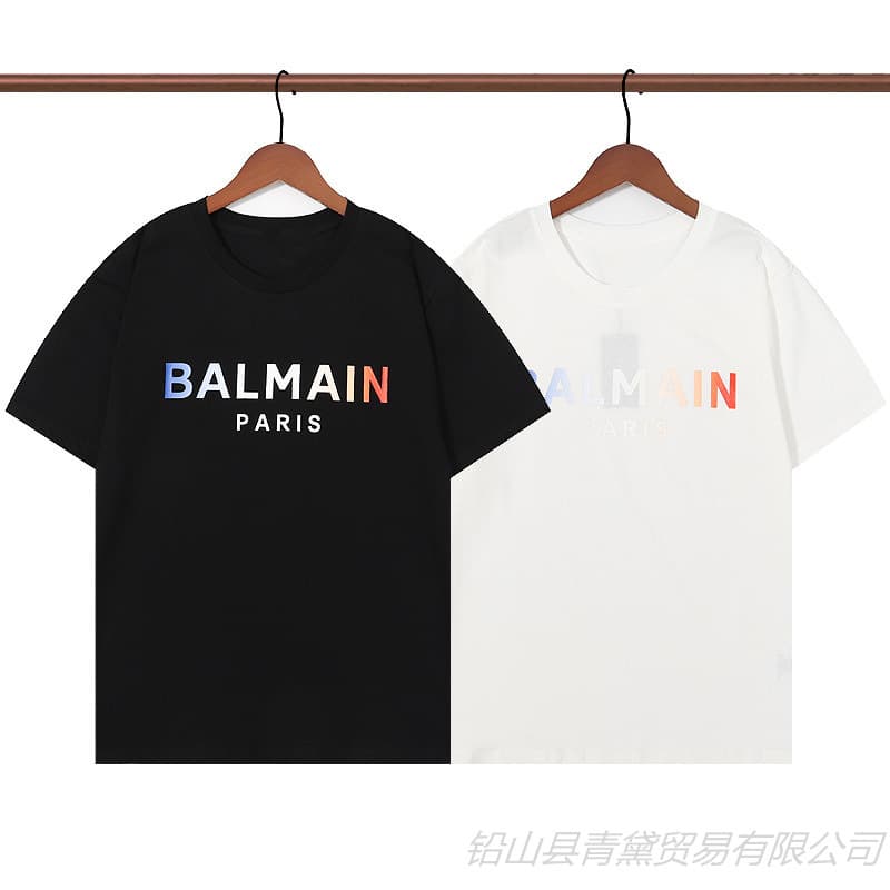 Trendy brand Balmain 220g thick fine sulfur cotton T-shirt high quality Balmain letter cotton printed short-sleeved T-shirt