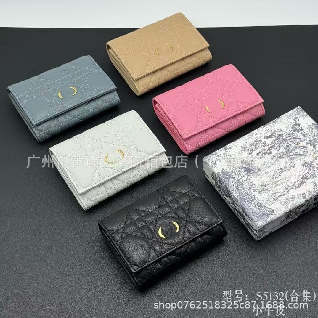 D Brand Hot-Selling Genuine Leather Mini Wallet Short Wallet Card Holder 2-Fold ID Wallet Multi-Function Card Case