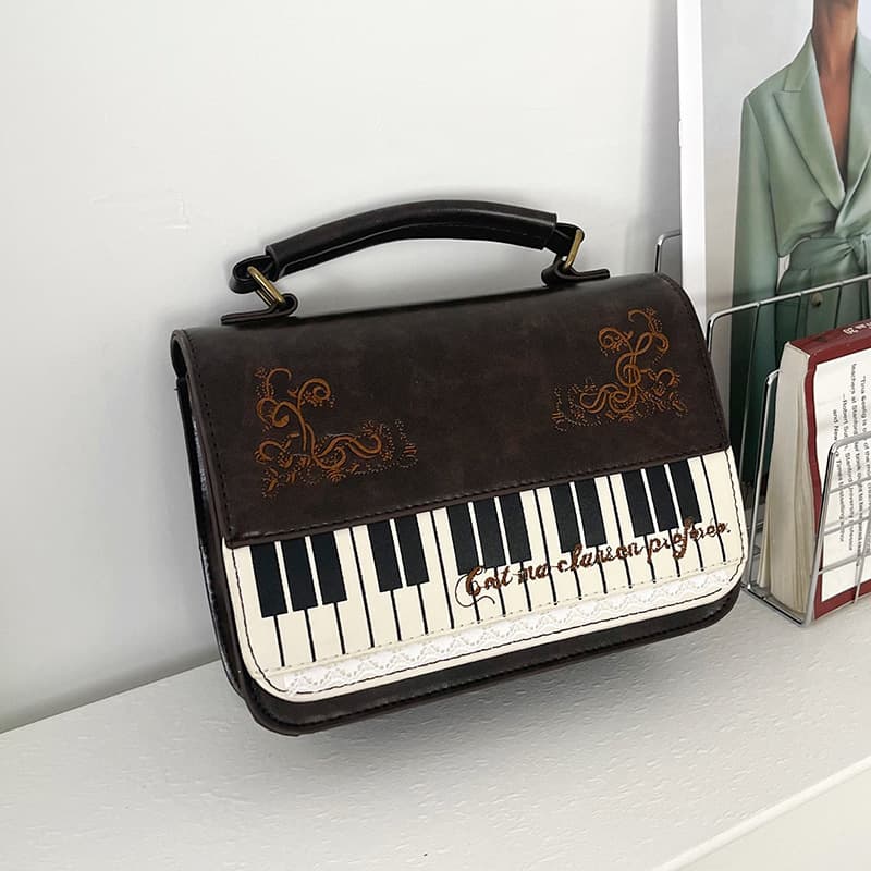 Vintage Piano Lace Crossbody Bag High-Face Versatile Handbag Simple Backpack Briefcase Shoulder Bag