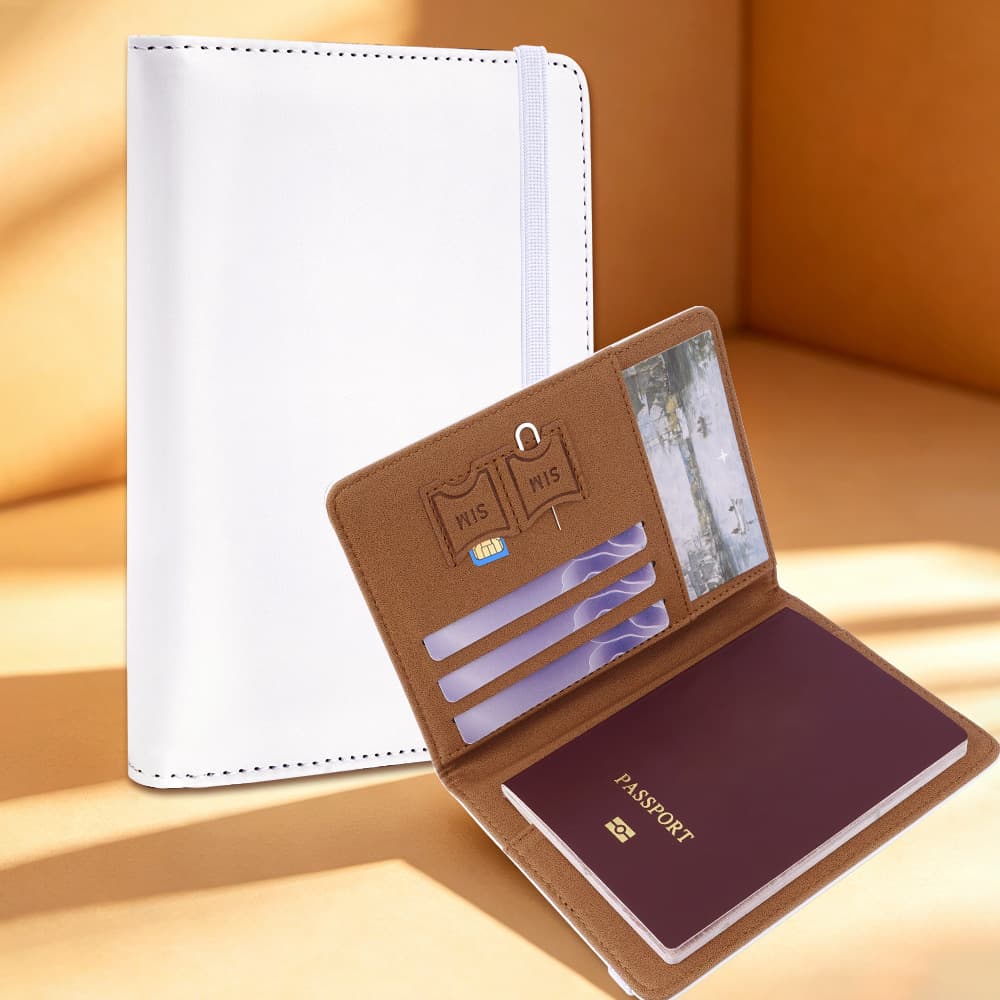 Simple white passport protective cover with multiple card slots, ticket holder, portable travel document storage card holder, cross-border wholesale