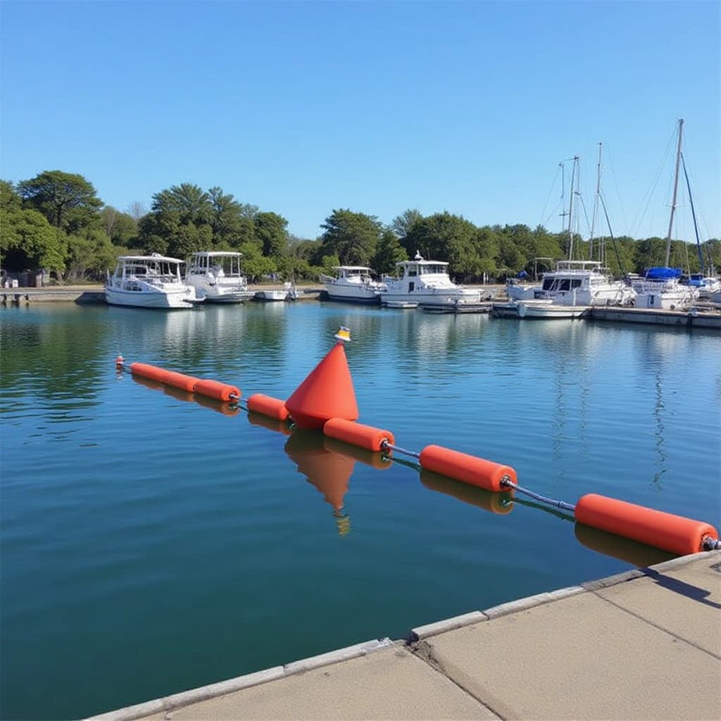 Custom barrier rope for boat isolation, polyethylene buoy combination surface debris barrier, PE plastic pollution barrier source manufacturer