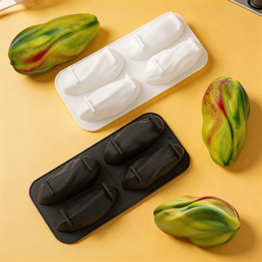 4 in a row pistachio peanut pecan coffee bean mousse silicone mold cocoa nut French cake dessert