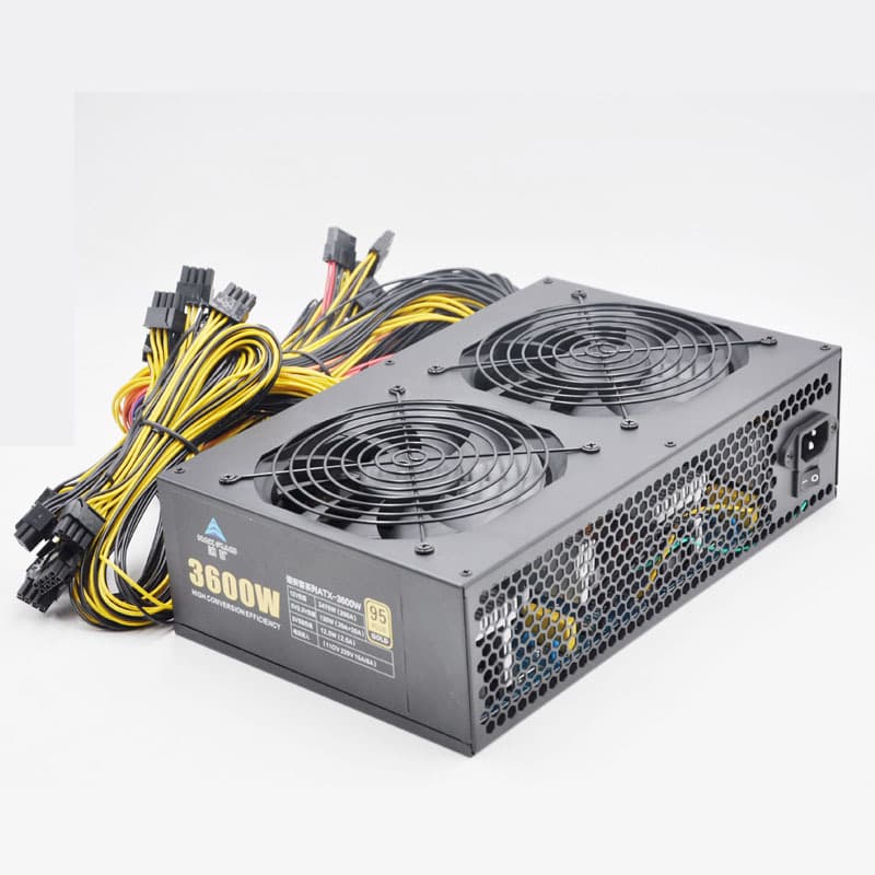 3600W Power Supply Rated 3600W with 24 P6 Connectors, 7 ATA, Supports 12 Cards Dual Twin Real Product Image