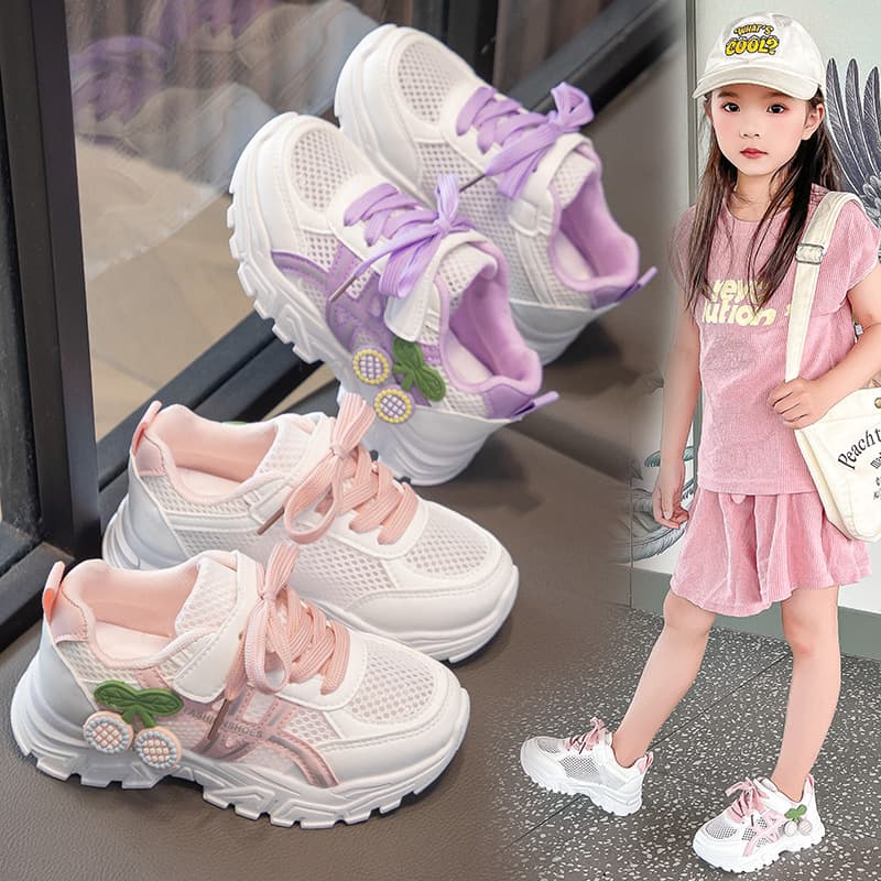 Children's Sports Shoes 2026 Spring New Style White Mesh Breathable Casual White Shoes Boys' Versatile Soft Sole Running Shoes
