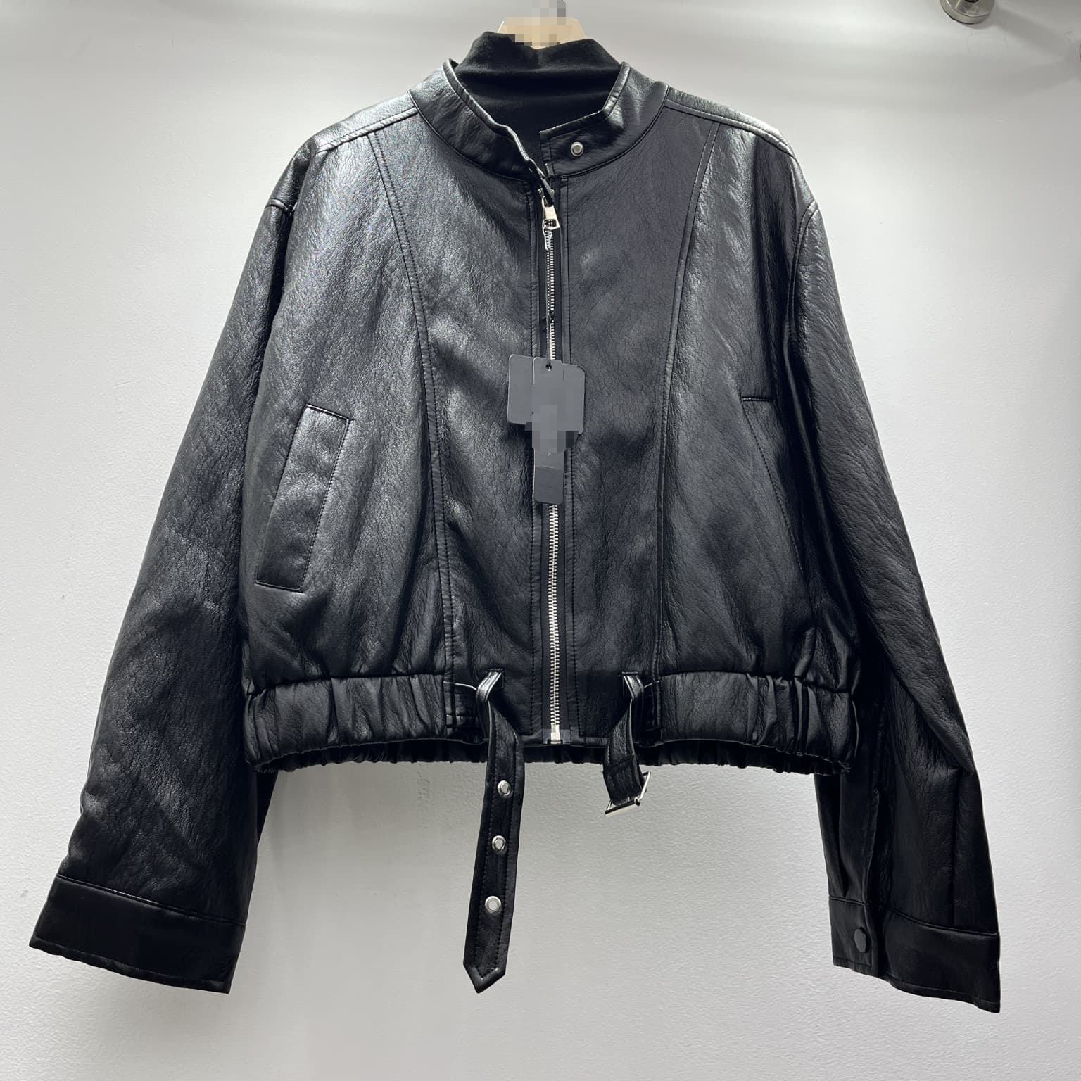 Autumn 2026 New Niche Stand Collar Loose PU Leather Jacket Women's Elastic Waist Classic Jacket Design Trendy